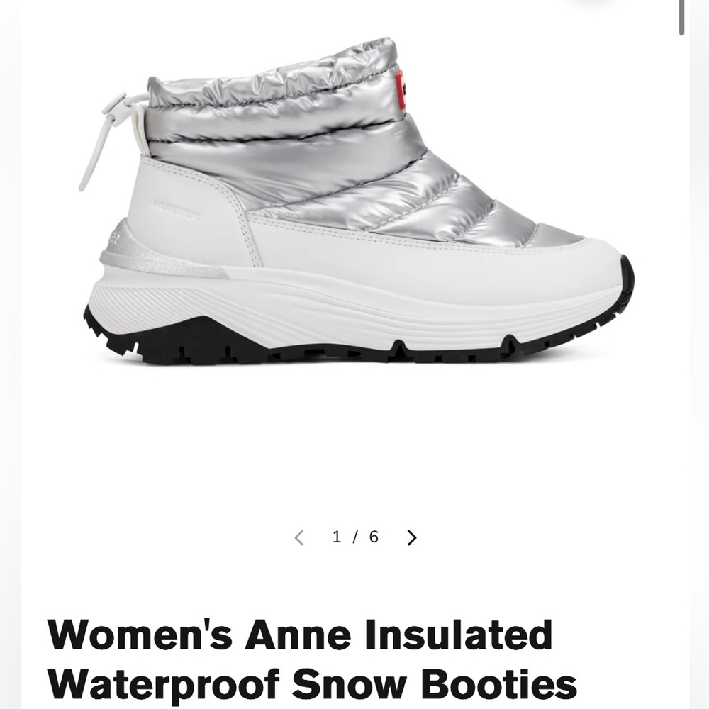 HUNTER WomenAnne Insulated Waterproof Snow Booties SILVER size 6 US NEW - Picture 2 of 16